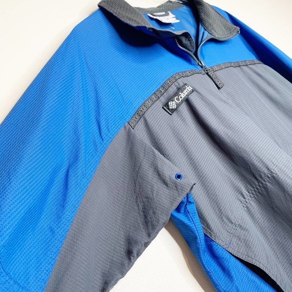 COLUMBIA Vintage Blue Gray Packable Full Zip‎ Windbreaker Jacket Large Mens VTG - Picture 11 of 14